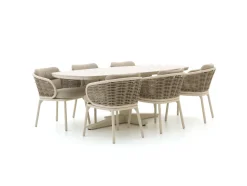 Apple Bee Pine Key/Zanzibar dänisch oval 220 cm Gartenmöbel-Set 7-teilig