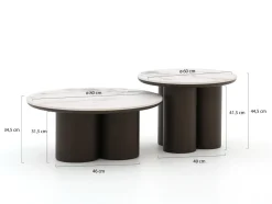 Apple Bee Tonga Beistelltisch-Set ø 80 cm (h: 36 cm)/ø 60 cm (h: 44 cm)