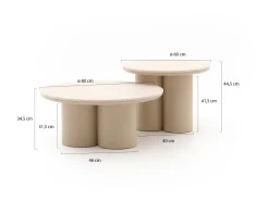 Apple Bee Tonga Beistelltisch-Set ø 80 cm (h: 36 cm)/ø 60 cm (h: 44 cm)