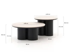Apple Bee Tonga Beistelltisch-Set ø 80 cm (h: 36 cm)/ø 60 cm (h: 44 cm)