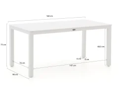 Bellagio Anzio/Menzano 160 cm Gartenmöbel-Set 5-teilig stapelbar