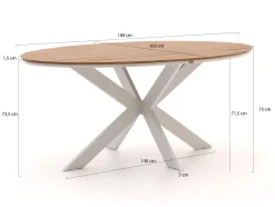 Bellagio Avenza/Fidenza oval 180 cm Gartenmöbel-Set 5-teilig verstellbar