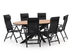 Bellagio Avio/Fidenza 220 cm ovales Gartenmöbel-Set 7-teilig verstellbar