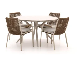 Bellagio Caronia/Sora ø 127 cm Gartenmöbel-Set 5-Teilig Stapelbar