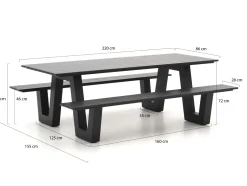 Bellagio Cavoli Picknicktisch 220x86x74 cm