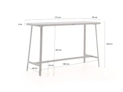 Bellagio Cino Bartisch Outdoor 175x58x105 cm