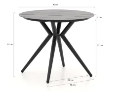 Bellagio Cino/Sora ø 90 cm Gartenmöbel-Set 3-teilig stapelbar