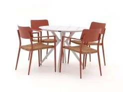 Bellagio Cino/Sora ø 90 cm Gartenmöbel-Set 5-teilig stapelbar