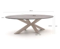 Bellagio Induno Ellips Low Dining Gartentisch 240x120 cm