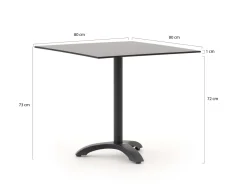 Bellagio Lisio Gartentisch 80x80x73 cm