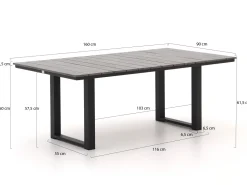 Bellagio Nova Siri/Fidenza 160 cm Gartentisch Lounge-Set 5-teilig