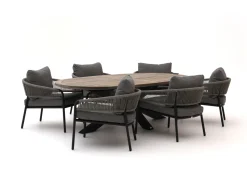 Bellagio Nova Siri /ROUGH-Y Ellips 240cm Low Dining Gartenmöbel-Set 7-teilig