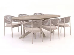 Bellagio Panaro/ROUGH-Y Ellips 240 cm Gartenmöbel-Set 7-teilig stapelbar