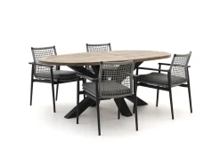 Bellagio Pizzoli/ROUGH-Y Ellips 200 cm Gartenmöbel-Set 5-teilig stapelbar