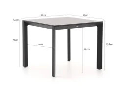 Bellagio Rumo/Sestino 90 cm Gartenmöbel-Set 3-teilig stapelbar