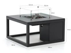 Cosiraw Lounge Feuertisch 100x100x55 cm