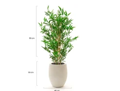 Designplants/Luca Lifestyle Japanischer Bambus Kunstpflanze (h:90 cm) mit Grigio Tall Balloon Blumentopf