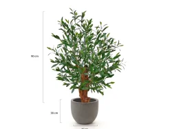 Designplants/Luca Lifestyle Oliven Bonsai Kunstpflanze (h:90 cm) mit Grigio New Egg Blumentopf