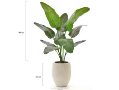 Designplants/Luca Lifestyle Strelitzia Nicolai Kunstpflanze (h:145 cm) mit Grigio Tall Balloon Blumentopf