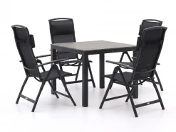 Forza Capri/Fidenza 90 cm Gartenmöbel-Set 5-teilig verstellbar