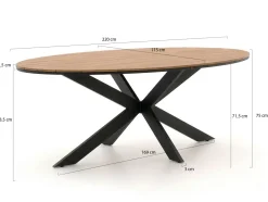 Forza Capri/Fidenza oval 220 cm Gartenmöbel-Set 7-teilig verstellbar