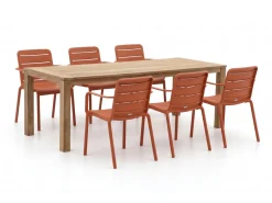Forza Narni/ROUGH-S 220 cm Gartenmöbel-Set 7-teilig stapelbar