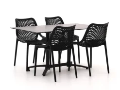 Forza Ripi/Canzo 140 cm Gartenmöbel-Set 5-teilig stapelbar klappbar