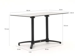 Forza Sile/Canzo 120 cm Gartenmöbel-Set 5-teilig stapelbar klappbar