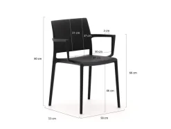Forza Sile/Canzo 140 cm Gartenmöbel-Set 5-teilig stapelbar klappbar