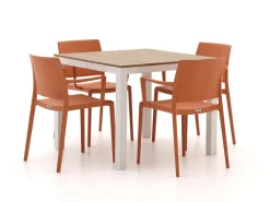 Forza Sile/Fidenza 90 cm Gartenmöbel-Set 5-teilig stapelbar