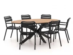 Forza Vico/Fidenza 220 cm oval Gartenmöbel-Set 7-teilig stapelbar