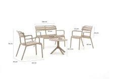 Forza Vico/Rieti ø 60 cm Sessel-Sofa Lounge-Set 4-teilig