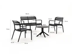 Forza Vico/Rieti ø 60 cm Sessel-Sofa Lounge-Set 4-teilig
