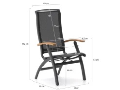 Hartman Da Vinci/Stephanie 240 cm Gartenmöbel-Set 7-teilig verstellbar