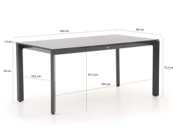 Hartman Primo/Sestino 160 cm Gartenmöbel-Set 5-Teilig verstelbaar