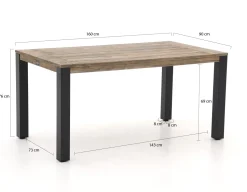 Hartman Troy/ROUGH-S 160 cm Gartenmöbel-Set 5-teilig verstellbar