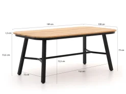 Hartman Tubb 185 cm Esstischgruppe 5-teilig verstellbar