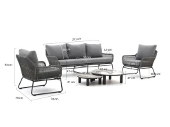 Intenso Isorella/Sarsina Sessel-Sofa Lounge-Set 5-teilig