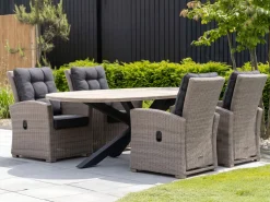 Intenso Mazzano/ROUGH-Y Ellips 200 cm Gartenmöbel-Set 5-teilig verstellbar