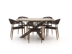 Manifesto Belpasso/ROUGH-Y ø 150 cm Gartenmöbel-Set 6-teilig stapelbar
