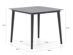 Manifesto Belpasso/Sora 90 cm Gartenmöbel-Set 3-teilig stapelbar