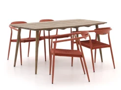 Manifesto Cavone/ROUGH-K 160 cm Gartenmöbel-Set 5-Teilig Stapelbar