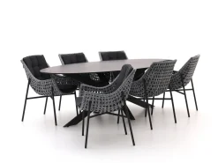 Manifesto Novara/Furato ellips 240 cm Gartenmöbel-Set 7-teilig