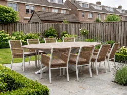 Manifesto Rivola/ROUGH-Y Ellips 280 cm Gartenmöbel-Set 9-teilig