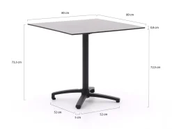 Manifesto Villongo/Canzo 80 cm Gartenmöbel-Set 5-teilig Stapelbar inklapbaar