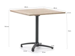 Manifesto Villongo/Canzo 80 cm Gartenmöbel-Set 5-teilig Stapelbar inklapbaar