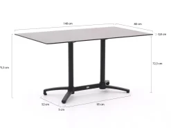 Manifesto Villongo/Canzo 140 cm Gartenmöbel-Set 5-teilig stapelbar klappbar