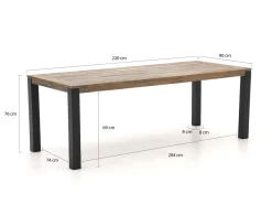 Manifesto Villongo/ROUGH-S 220 cm Gartenmöbel-Set 7-teilig stapelbar