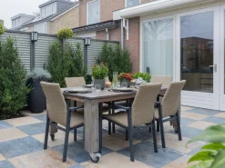 ROUGH Batang/ROUGH-X 200 cm Gartenmöbel-Set 5-teilig stapelbar