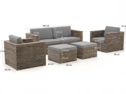 ROUGH-C Sessel-Sofa Lounge-Set 5-teilig